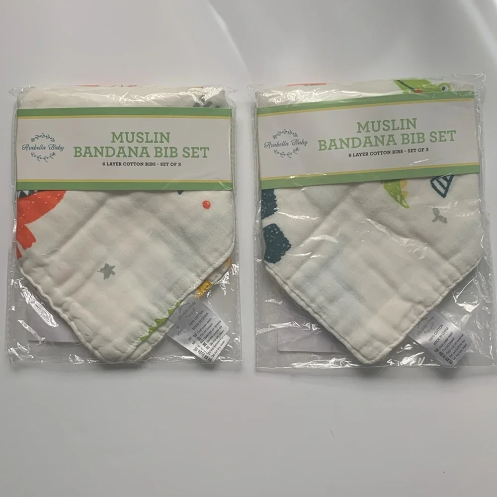 Arabella Baby Muslin Bandana Bib Set Bundle